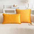 Axyaa Nordic Dutch Velvet Pillowcase with Pompoms Edges - Soft Sofa Cushion Cover