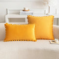 Axyaa Nordic Velvet Pillowcase with Pompoms Edge - Soft Cushion Cover for Home Decor