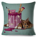 Axyaa Cartoon Pet Dog Print Pillow Covers 45x45cm for Home and Car Decor