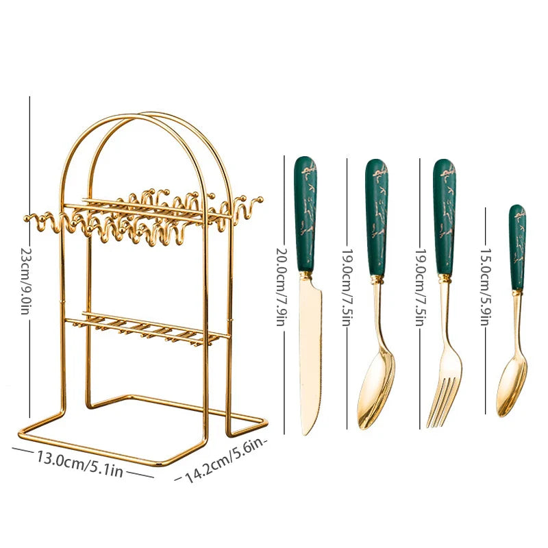 Axyaa 24-Piece Ceramic Tableware Set with Storage Rack Gift Box