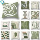 Axyaa Green Leaf Geometric Print Decorative Pillowcase for Home & Office