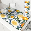 Axyaa Plant Leaf Lemon Kitchen Drying Mat - Quick Dry Absorbent Draining Pad