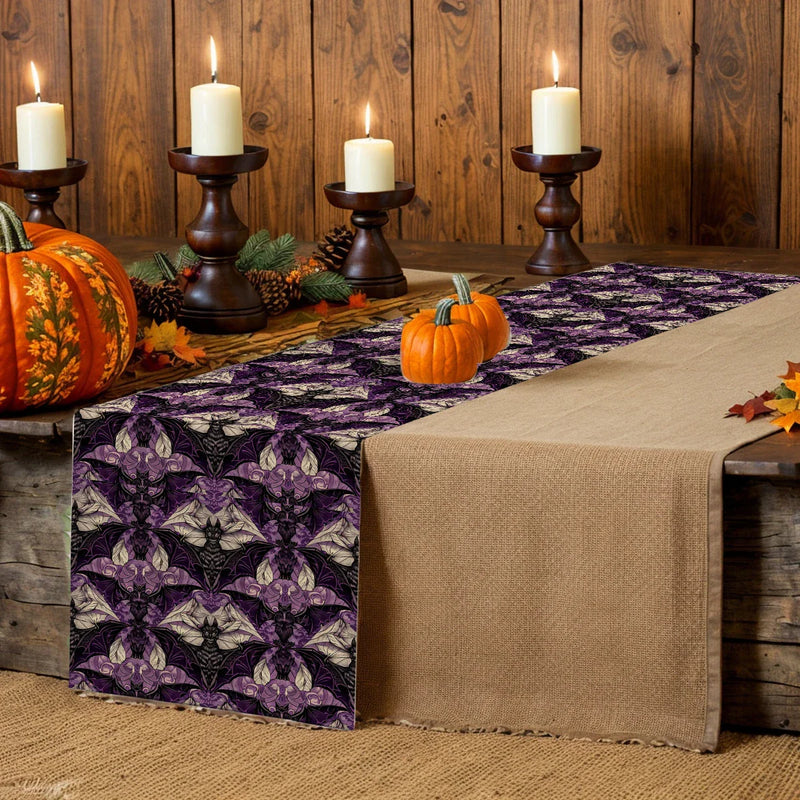 Axyaa Halloween Skull Abstract Pattern Table Runner