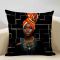 Axyaa African Retro Fashion Girl Sofa Cushion Cover 45x45cm Home Decor Pillow Cover