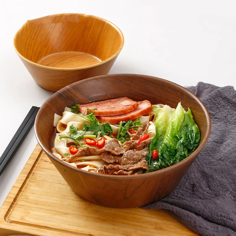 Axyaa Wood Grain Soup Bowl: Japanese Style, Large Capacity Rice Bowl