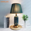 Axyaa Luxury Post Modern Blue Ceramic Table Lamp for Bedroom and Living Room