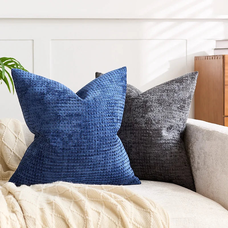 Axyaa Chenille Cushion Cover Solid Color Elegant Square 45x45cm 50x50cm
