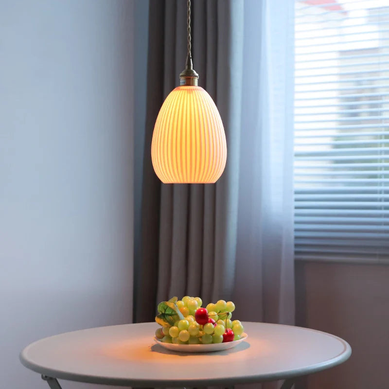 Axyaa White Ceramic LED Pendant Light for Stylish Living Spaces