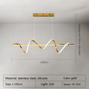 Axyaa Gold Wave LED Pendant Lights: Modern Luxury Chandelier for Dining Kitchen Bar