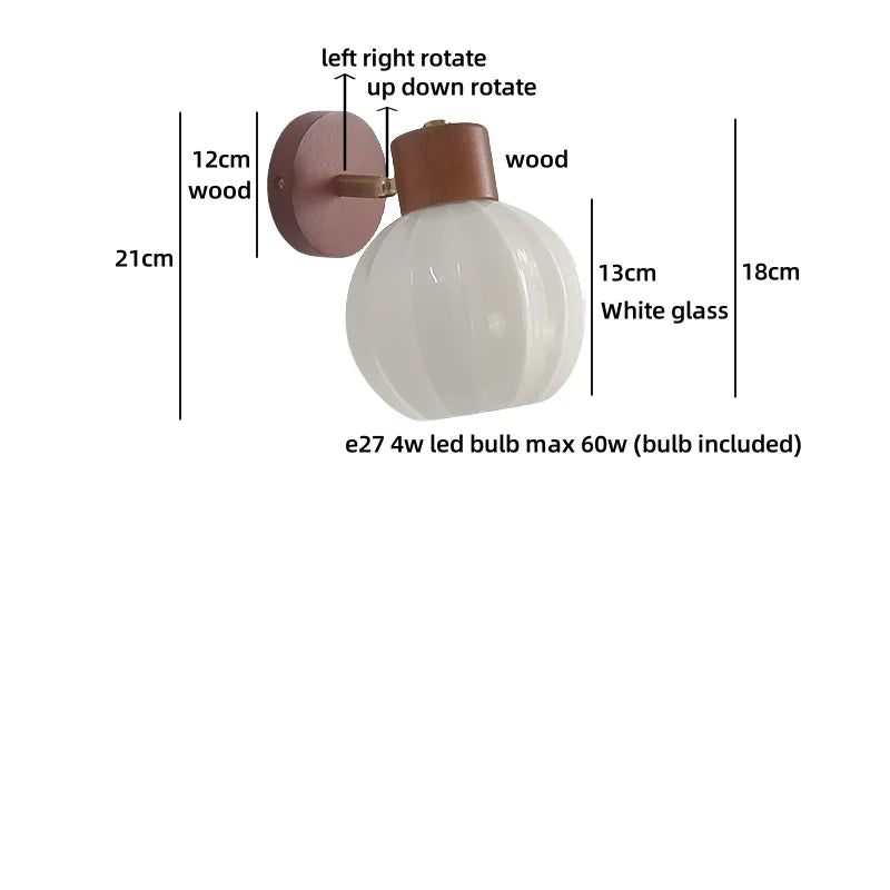 Axyaa Wood Cream Glass Ceramic LED Wall Light for Living Room & Bathroom