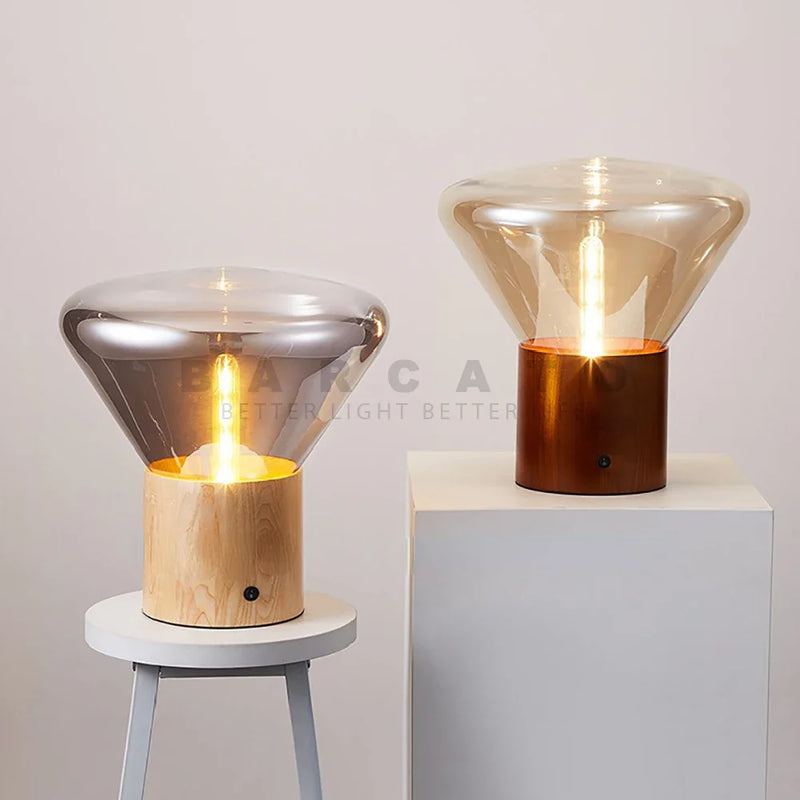Nordic Glass Table Lamp Floor Wood Lights Modern Luminaires Soft Living Room Axyaa habitat
