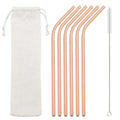 Axyaa Stainless Steel Straws Set 6Pcs with Cleaner Brush - Reusable Eco-Friendly Drinkware