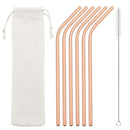 Axyaa Stainless Steel Straws Set 6Pcs with Cleaner Brush - Reusable Eco-Friendly Drinkware