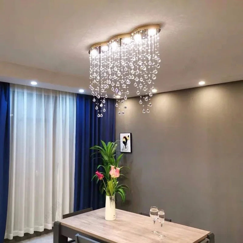 Luxury Axyaa Crystal Chandelier Dining Room LED Hanging Lamp Creative Indoor Lighting