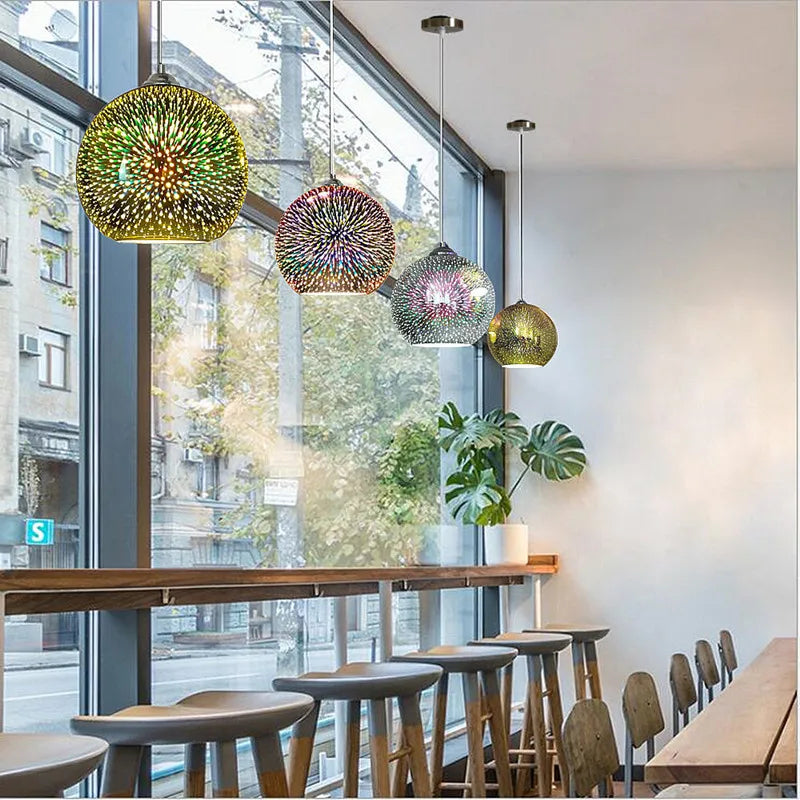 Axyaa Fireworks Glass Ball Pendant Light for Kitchen and Bar