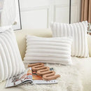 Axyaa Super-Soft Striped Plush Cushion Cover for Home Decor