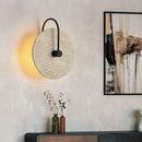 Round Stone LED Wall Lights Black Metal for Axyaa - Bedroom Foyer Stairs Shop Hotel Sconce Lamp