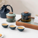 Axyaa Portable KungFu Tea Set: Pot, 3 Cups, Filter; Outdoor, Travel, Business, Camping