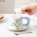 Axya Hand-painted Flower Ceramic Mug Set - Set of 2