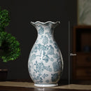 Axyaa Blue White Porcelain Flower Vase, Ceramic Living Room Decoration