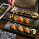 Axyaa Ceramic Sushi Plate Rectangle Dish for Restaurant Hotel Household Fish Grill