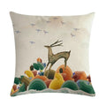 Axyaa Nordic Moose Art Linen Cushion Cover for Home Decor