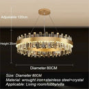 Axyaa Luxury Golden Crystal Round Ceiling Chandelier Light for Living Room