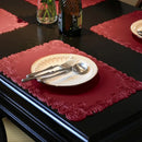 Axyaa Red Faux Leather Square Placemats Set for Kitchen & Outdoor Dining