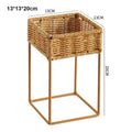 Axyaa Rustic Wicker Plant Stand with Flowerpot Indoor Decor Shelf