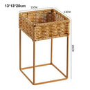 Axyaa Rustic Wicker Plant Stand with Flowerpot Indoor Decor Shelf