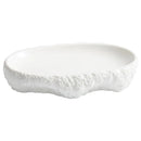 Axyaa Rock Oval Plate: White Porcelain Deep Dining Dish for Household, Club, Hotel