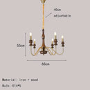 Axyaa Retro Style Chandelier: Black Gold Silver Metal Dark Wood Pendant Light