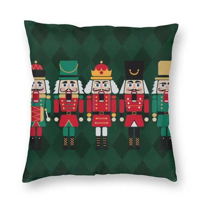 Nutcracker Doll Cushion Cover - Axyaa Square Throw Pillow for Christmas Home Decor