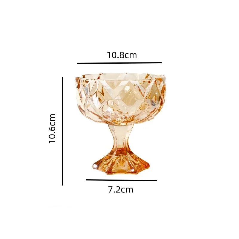 Axyaa 276ml Rhomboid Crystal Glass Cup for Desserts, Ice Cream, Milkshakes