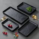Axyaa Melamine Black Dinner Plate Set - Thick Sushi Pans, Imitation Porcelain Tray