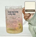 Axyaa 1000ML Glass Measuring Cup with Lid, Handle Large Milk Coffee Mug