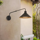 Axyaa Adjustable Black Metal Long Arm Wall Lamp for Bedroom Reading