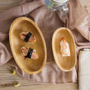 Axyaa Wooden Boat Salad Bowl for Snacks, Fruits, Sushi - Japanese Style Tableware