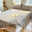 Axyaa Rabbit Velvet Bed Skirt - Simple Solid Color, Double Spell, Autumn and Winter