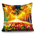 Axyaa Sunflower Starry Sky Oil Painting Polyester Cushion Cover Home Decor Pillowcase