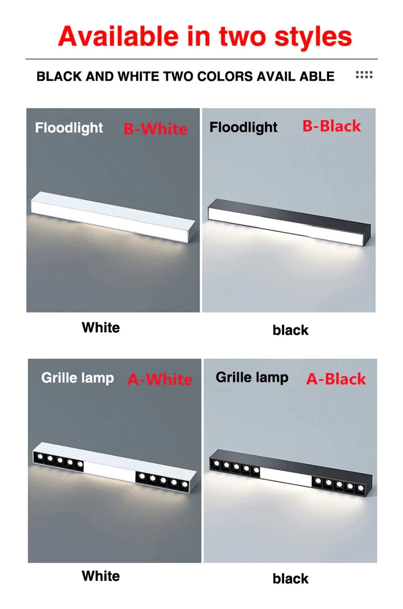 Axyaa Long Linear LED Ceiling Lamp for Minimalist Living Room, Bedroom, and Dining Room