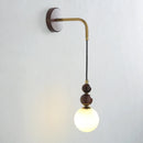 Axyaa Japanese Style Light Luxury Walnut Wall Lamp for Living Room Bedroom Hallway