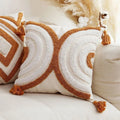 Axyaa Embroidered Geometry Tassel Pillow Cover for Stylish Home Decor