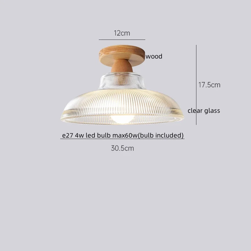 Axyaa Modern Wood Glass LED Ceiling Light for Kitchen Living Room Decor