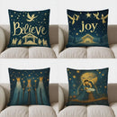 Starry Night Nativity Scene Cushion Cover by Axyaa: Perfect for Sofa, Bedroom, Car