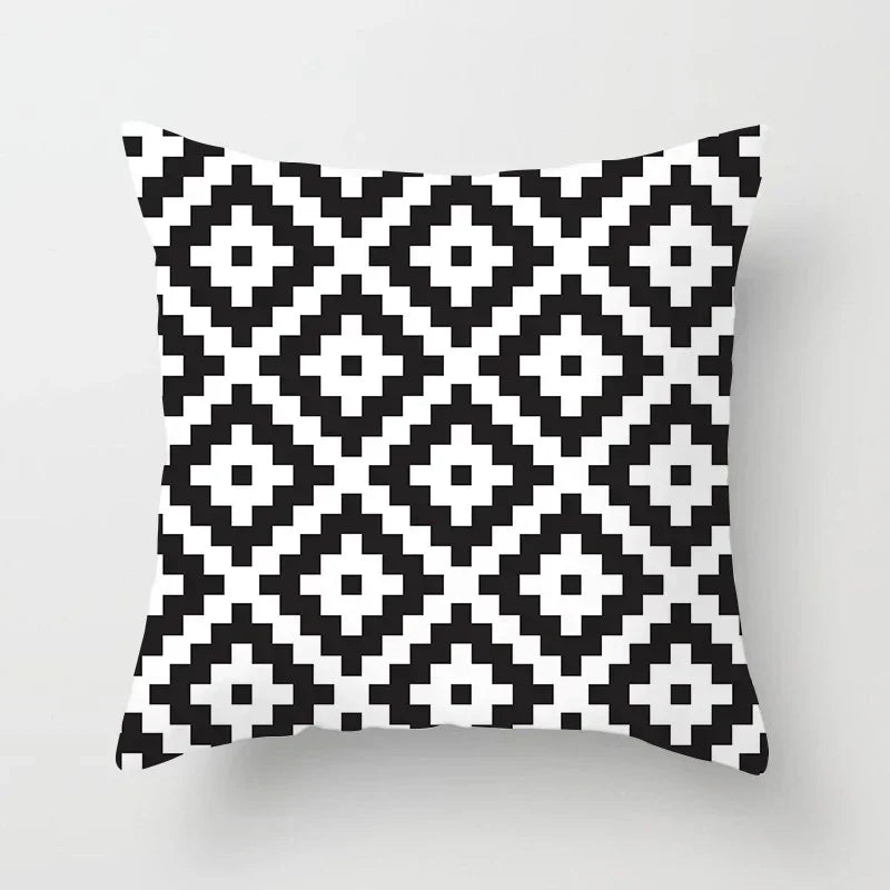 Geometric Black Yellow Cushion Covers - Axyaa Modern 18" Throw Pillow Case