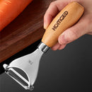 Axyaa Stainless Steel Peeler with Wooden Handle, Corn Kernel Separator Kitchen Tool