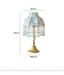 Axyaa Retro Alloy Desk Lamp with LED, Tassel Fabric Lampshade for Bedroom, Living Room, Study