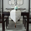 Axyaa Chinese Style Luxury Jacquard Table Runner with Tassel for Home Decor