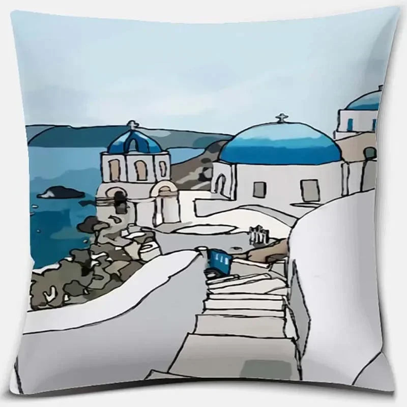 Axyaa Santorini Series Pattern Pillowcase Square Cushion Cover Home Sofa Decor